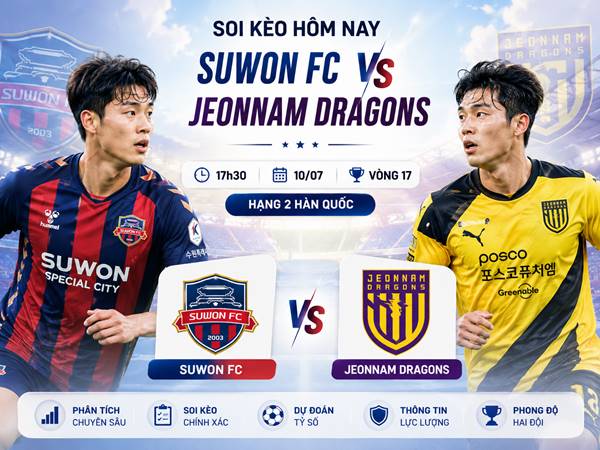 Nhận định hôm nay Suwon FC với Jeonnam Dragons ngày 10/07 chính xác